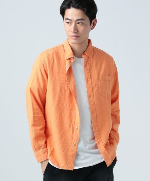 BAYFLOW(ベイフロー)の「リネン/レーヨンカラーシャツ(シャツ/ブラウス・メンズ・オフホワイト/グリーン/ブルー/オレンジ・SMALL/MEDIUM/LARGE)」の4枚目の写真