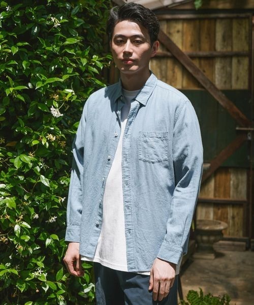 BAYFLOW(ベイフロー)の「リネン/レーヨンカラーシャツ(シャツ/ブラウス・メンズ・オフホワイト/グリーン/ブルー/オレンジ・SMALL/MEDIUM/LARGE)」の1枚目の写真