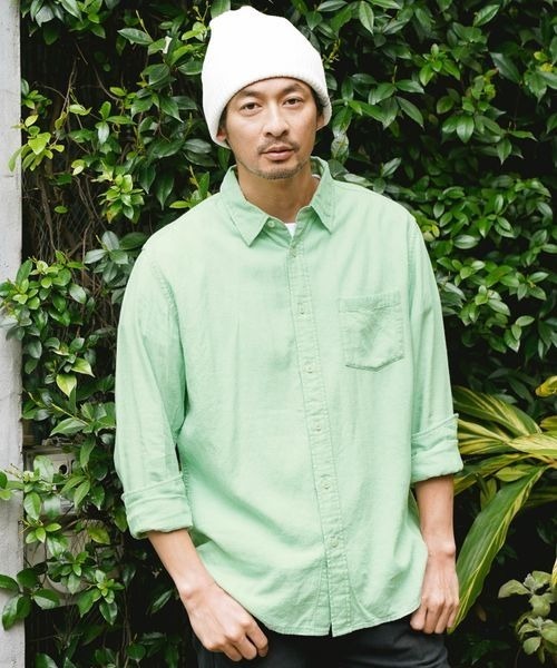 BAYFLOW(ベイフロー)の「リネン/レーヨンカラーシャツ(シャツ/ブラウス・メンズ・オフホワイト/グリーン/ブルー/オレンジ・SMALL/MEDIUM/LARGE)」の3枚目の写真