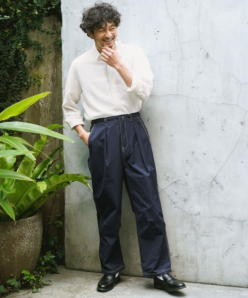 BAYFLOW(ベイフロー)の「リネン/レーヨンカラーシャツ(シャツ/ブラウス・メンズ・オフホワイト/グリーン/ブルー/オレンジ・SMALL/MEDIUM/LARGE)」の5枚目の写真