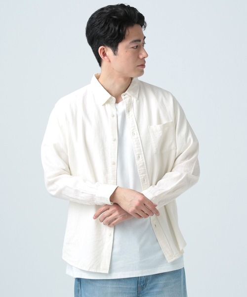 BAYFLOW(ベイフロー)の「リネン/レーヨンカラーシャツ(シャツ/ブラウス・メンズ・オフホワイト/グリーン/ブルー/オレンジ・SMALL/MEDIUM/LARGE)」の8枚目の写真