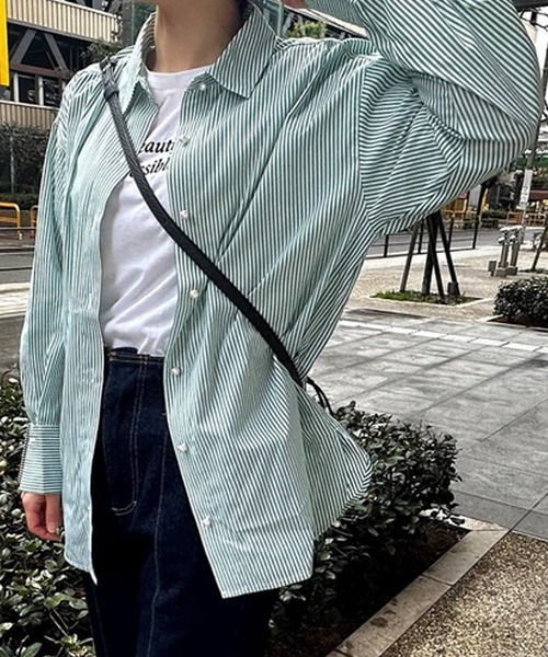 ANOTHER S(アナザーエス)の「パールボタンストライプシャツ(シャツ/ブラウス・レディース・ピンク系その他/ブルー/ネイビー系/ホワイト/グリーン系その他/ブルー系その他・FREE)」の3枚目の写真