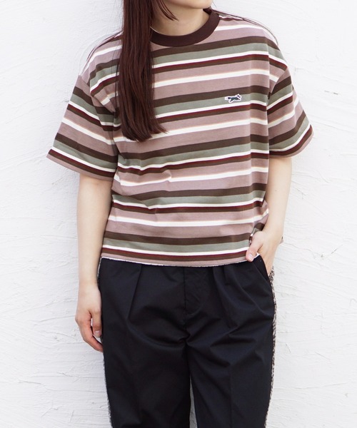 PENNEYS(ぺニーズ)の「PENNEY'S / ペニーズ THE FOX MULTI BORDER TEE フォックス マルチボーダーTEE(Tシャツ/カットソー・メンズ・グリーン/モカ/ライトグリーン/ベージュ系・LARGE/MEDIUM/X-SMALL)」の2枚目の写真
