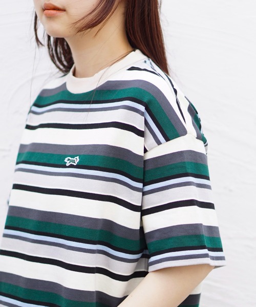 PENNEYS(ぺニーズ)の「PENNEY'S / ペニーズ THE FOX MULTI BORDER TEE フォックス マルチボーダーTEE(Tシャツ/カットソー・メンズ・グリーン/モカ/ライトグリーン/ベージュ系・LARGE/MEDIUM/X-SMALL)」の5枚目の写真