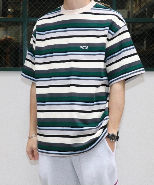 PENNEYS(ぺニーズ)の「PENNEY'S / ペニーズ THE FOX MULTI BORDER TEE フォックス マルチボーダーTEE(Tシャツ/カットソー・メンズ・グリーン/モカ/ライトグリーン/ベージュ系・LARGE/MEDIUM/X-SMALL)」の7枚目の写真