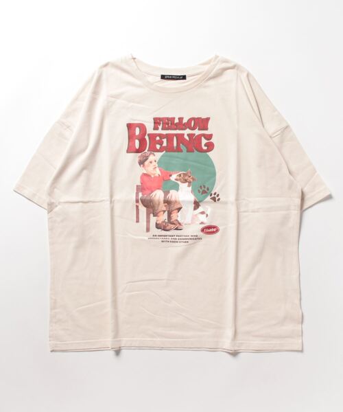 SpRay（スプレイ）の「レトロＢＯＹビッグＴシャツ（Tシャツ/カットソー・レディース・オートミール/スミクロ/イエロー/アイボリー/オフホワイト・FREE）」の12枚目の写真