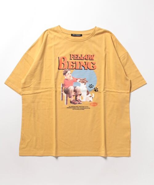 SpRay（スプレイ）の「レトロＢＯＹビッグＴシャツ（Tシャツ/カットソー・レディース・オートミール/スミクロ/イエロー/アイボリー/オフホワイト・FREE）」の13枚目の写真