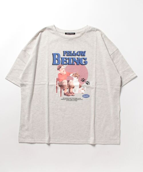SpRay（スプレイ）の「レトロＢＯＹビッグＴシャツ（Tシャツ/カットソー・レディース・オートミール/スミクロ/イエロー/アイボリー/オフホワイト・FREE）」の16枚目の写真