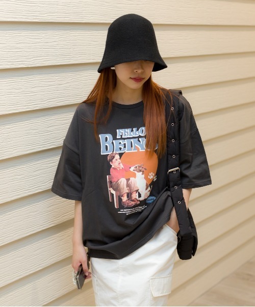 SpRay（スプレイ）の「レトロＢＯＹビッグＴシャツ（Tシャツ/カットソー・レディース・オートミール/スミクロ/イエロー/アイボリー/オフホワイト・FREE）」の19枚目の写真