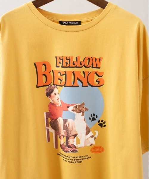 SpRay（スプレイ）の「レトロＢＯＹビッグＴシャツ（Tシャツ/カットソー・レディース・オートミール/スミクロ/イエロー/アイボリー/オフホワイト・FREE）」の10枚目の写真