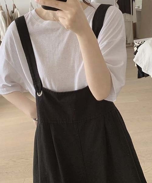 gossip!ロサンゼルス(ゴシップロサンゼルス)の「オールインワン ワイドパンツサロペット(サロペット/オーバーオール・レディース・カーキ/ブラック/ベージュ・FREE)」の6枚目の写真