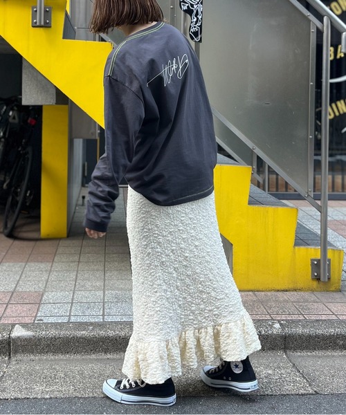 mi via loca（ミヴィアロカ）の「花柄レースジャガードペプラムスカート（スカート・レディース・ブラック/イエロー/アイボリー/オフホワイト・FREE）」の22枚目の写真