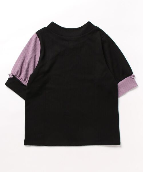 axes femme（アクシーズファム）の「チャイナ釦バイカラープルオーバー（Tシャツ/カットソー・レディース・レッド/サックスブルー/ブラック・FREE）」の4枚目の写真