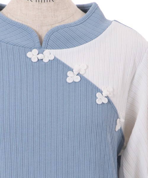 axes femme（アクシーズファム）の「チャイナ釦バイカラープルオーバー（Tシャツ/カットソー・レディース・レッド/サックスブルー/ブラック・FREE）」の20枚目の写真