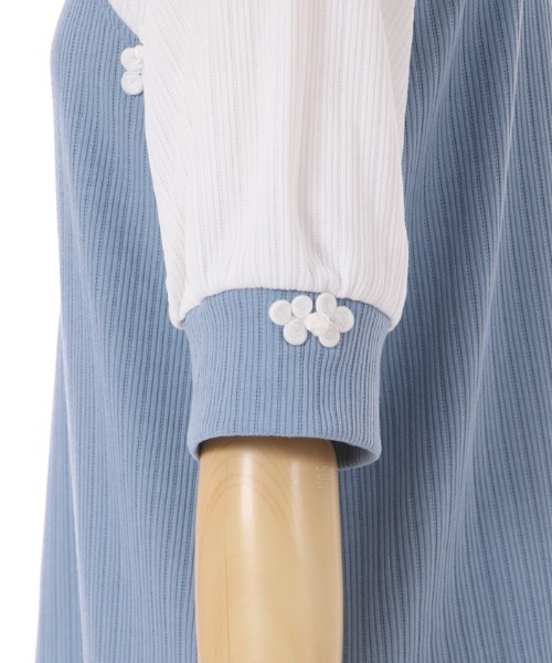 axes femme（アクシーズファム）の「チャイナ釦バイカラープルオーバー（Tシャツ/カットソー・レディース・レッド/サックスブルー/ブラック・FREE）」の19枚目の写真