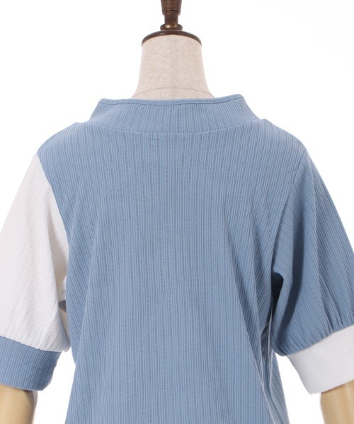 axes femme（アクシーズファム）の「チャイナ釦バイカラープルオーバー（Tシャツ/カットソー・レディース・レッド/サックスブルー/ブラック・FREE）」の18枚目の写真