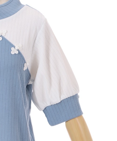 axes femme（アクシーズファム）の「チャイナ釦バイカラープルオーバー（Tシャツ/カットソー・レディース・レッド/サックスブルー/ブラック・FREE）」の17枚目の写真