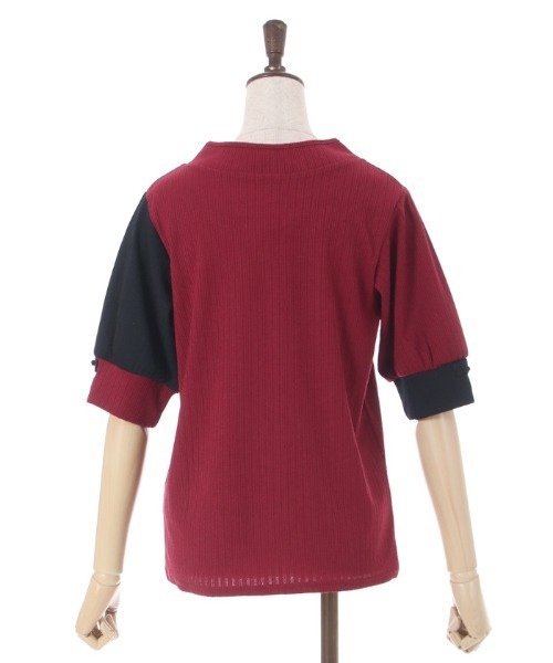 axes femme（アクシーズファム）の「チャイナ釦バイカラープルオーバー（Tシャツ/カットソー・レディース・レッド/サックスブルー/ブラック・FREE）」の14枚目の写真