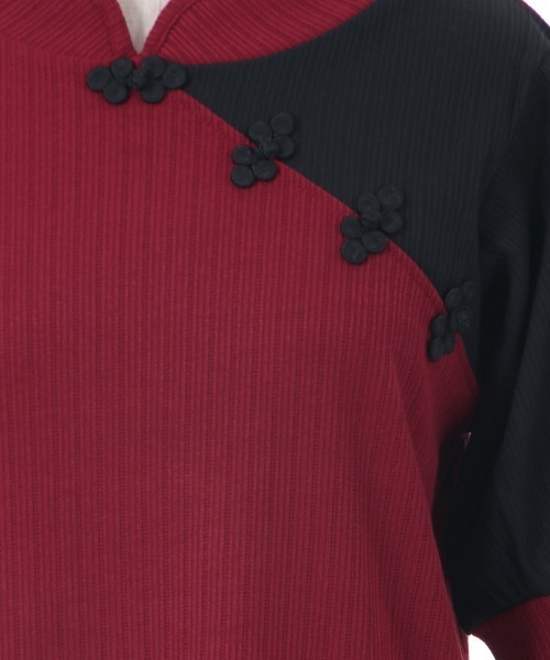 axes femme（アクシーズファム）の「チャイナ釦バイカラープルオーバー（Tシャツ/カットソー・レディース・レッド/サックスブルー/ブラック・FREE）」の10枚目の写真