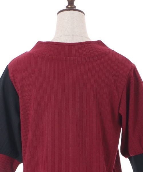 axes femme（アクシーズファム）の「チャイナ釦バイカラープルオーバー（Tシャツ/カットソー・レディース・レッド/サックスブルー/ブラック・FREE）」の9枚目の写真