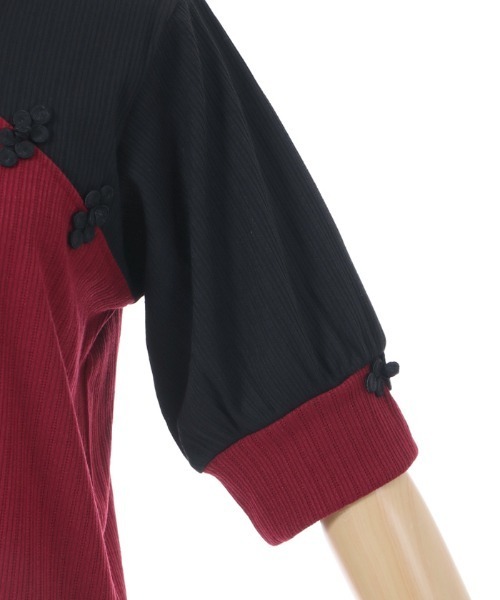 axes femme（アクシーズファム）の「チャイナ釦バイカラープルオーバー（Tシャツ/カットソー・レディース・レッド/サックスブルー/ブラック・FREE）」の8枚目の写真