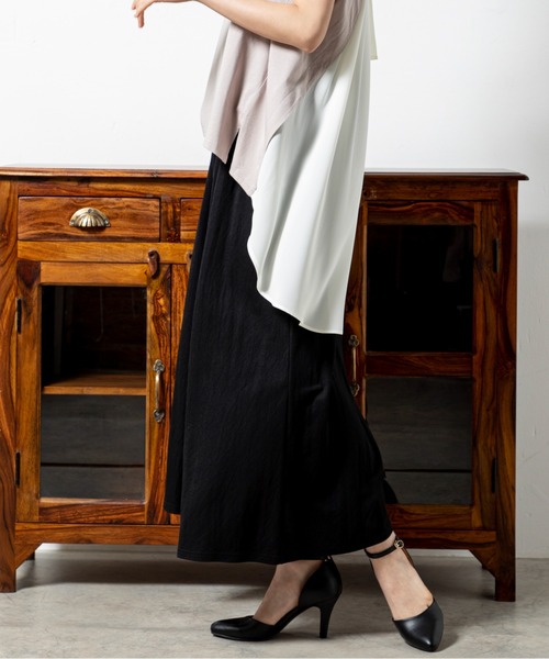 MILLION CARATS（ミリオンカラッツ）の「接触冷感フレアタックパンツ（その他パンツ・レディース・ブラック/キャメル・FREE）」の12枚目の写真