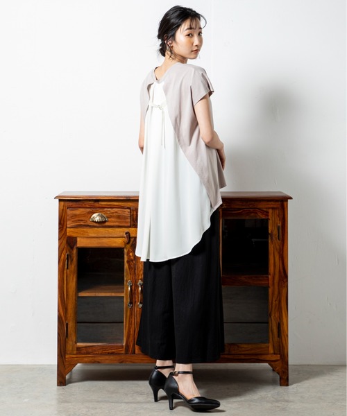 MILLION CARATS（ミリオンカラッツ）の「接触冷感フレアタックパンツ（その他パンツ・レディース・ブラック/キャメル・FREE）」の8枚目の写真