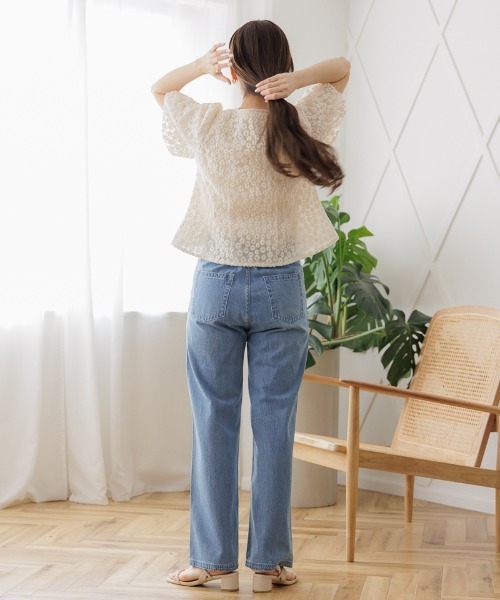 flower(フラワー)の「キャンディブルームトップ(Tシャツ/カットソー・レディース・ピンク/アイボリー・FREE)」の6枚目の写真