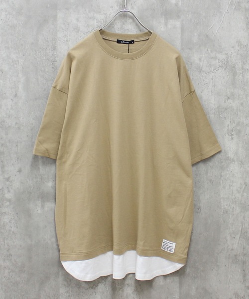 SHISKY(シスキー)の「フェイクレイヤード ちょいBIG無地T(Tシャツ/カットソー・メンズ・ネイビー/チャコール/ダークグリーン/ブラック/ベージュ/杢グレー・M/XL/L)」の5枚目の写真