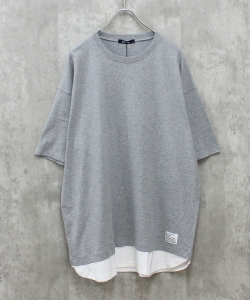SHISKY(シスキー)の「フェイクレイヤード ちょいBIG無地T(Tシャツ/カットソー・メンズ・ネイビー/チャコール/ダークグリーン/ブラック/ベージュ/杢グレー・M/XL/L)」の3枚目の写真