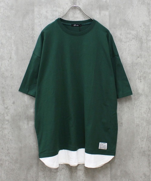 SHISKY(シスキー)の「フェイクレイヤード ちょいBIG無地T(Tシャツ/カットソー・メンズ・ネイビー/チャコール/ダークグリーン/ブラック/ベージュ/杢グレー・M/XL/L)」の6枚目の写真