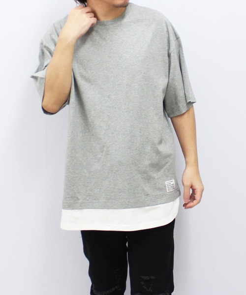 SHISKY(シスキー)の「フェイクレイヤード ちょいBIG無地T(Tシャツ/カットソー・メンズ・ネイビー/チャコール/ダークグリーン/ブラック/ベージュ/杢グレー・M/XL/L)」の8枚目の写真