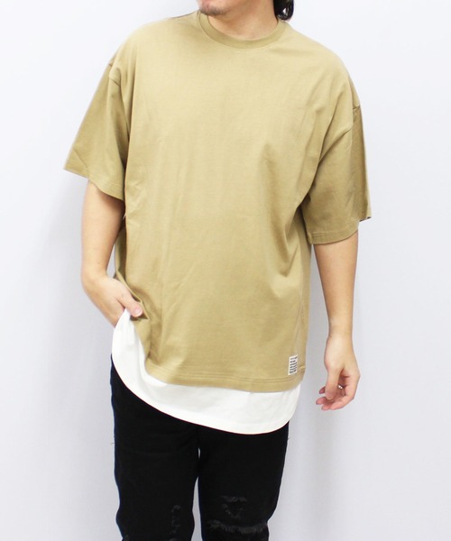 SHISKY(シスキー)の「フェイクレイヤード ちょいBIG無地T(Tシャツ/カットソー・メンズ・ネイビー/チャコール/ダークグリーン/ブラック/ベージュ/杢グレー・M/XL/L)」の10枚目の写真