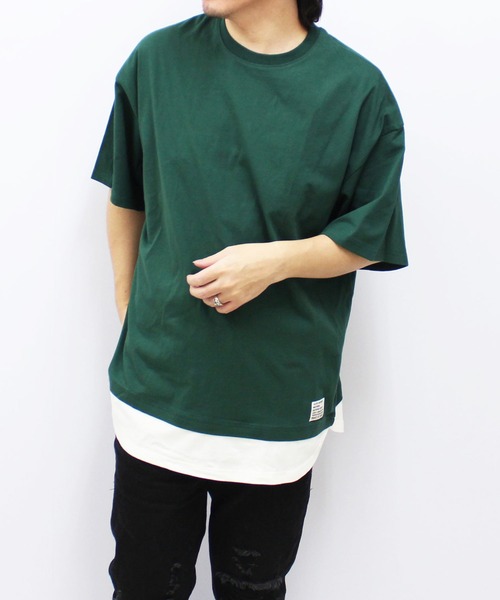 SHISKY(シスキー)の「フェイクレイヤード ちょいBIG無地T(Tシャツ/カットソー・メンズ・ネイビー/チャコール/ダークグリーン/ブラック/ベージュ/杢グレー・M/XL/L)」の11枚目の写真