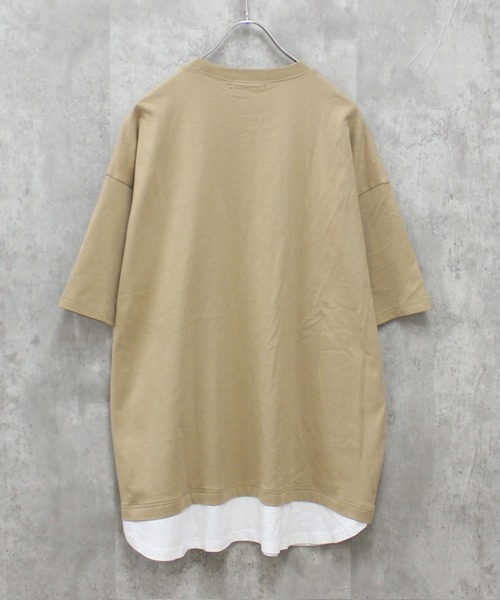 SHISKY(シスキー)の「フェイクレイヤード ちょいBIG無地T(Tシャツ/カットソー・メンズ・ネイビー/チャコール/ダークグリーン/ブラック/ベージュ/杢グレー・M/XL/L)」の13枚目の写真