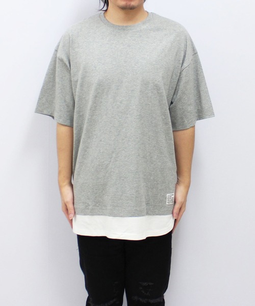 SHISKY(シスキー)の「フェイクレイヤード ちょいBIG無地T(Tシャツ/カットソー・メンズ・ネイビー/チャコール/ダークグリーン/ブラック/ベージュ/杢グレー・M/XL/L)」の14枚目の写真