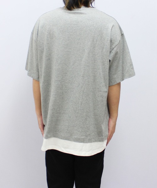 SHISKY(シスキー)の「フェイクレイヤード ちょいBIG無地T(Tシャツ/カットソー・メンズ・ネイビー/チャコール/ダークグリーン/ブラック/ベージュ/杢グレー・M/XL/L)」の16枚目の写真