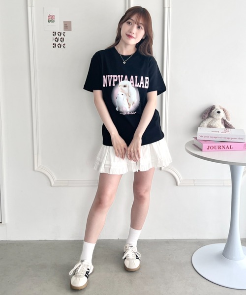 Loueme（ルエム）の「ロップイヤーラビットロゴTシャツ（Tシャツ/カットソー・レディース・ライトグレー/ブラック・M/XL）」の5枚目の写真