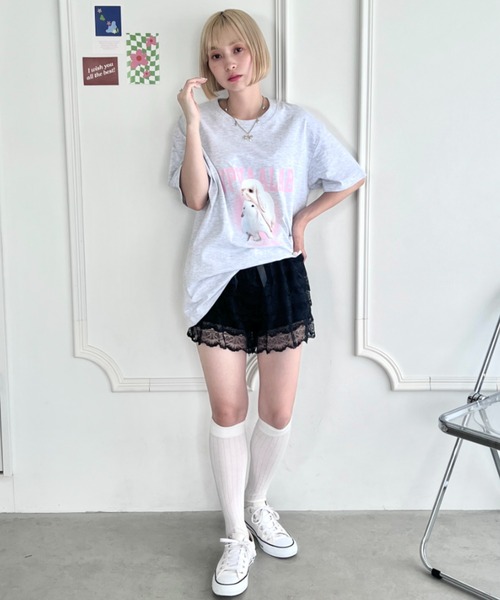 Loueme（ルエム）の「ロップイヤーラビットロゴTシャツ（Tシャツ/カットソー・レディース・ライトグレー/ブラック・M/XL）」の9枚目の写真