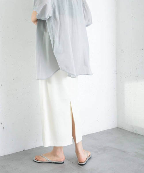 KBF（ケイビーエフ）の「ハイウエストIラインスカート（スカート・レディース・グリーン系その他/ネイビー/アイボリー・ONE）」の4枚目の写真