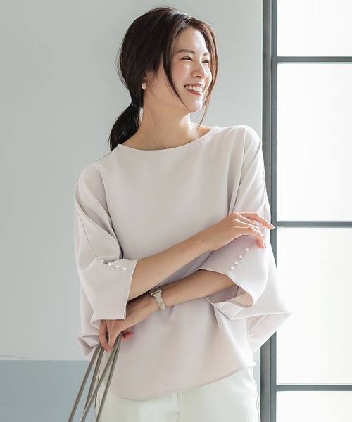 coca(coca)(コカ)の「セットアップ対応袖パールドルマンブラウス(シャツ/ブラウス・レディース・ブラック/ライトベージュ・M/L)」の2枚目の写真