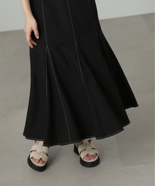 FREE'S MART（フリーズマート）の「[低身長サイズ/Sシリーズ]配色ステッチバックレースアップスカート（スカート・レディース・ブラウン/ブラック・MEDIUM/SMALL/X-SMALL）」の8枚目の写真