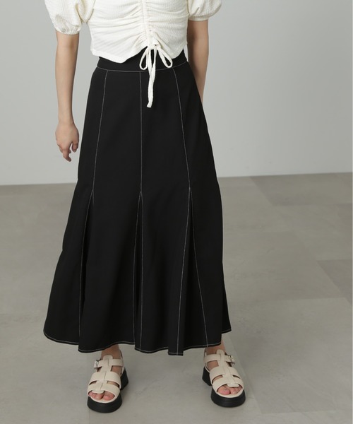 FREE'S MART（フリーズマート）の「[低身長サイズ/Sシリーズ]配色ステッチバックレースアップスカート（スカート・レディース・ブラウン/ブラック・MEDIUM/SMALL/X-SMALL）」の12枚目の写真