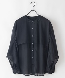 【C-FORT POINT/フォートポイント】　ふわっと透け感、品よく魅せる ラッフルスリーブブラウス