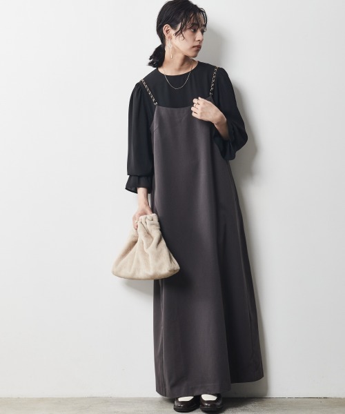CHIC STYLE（シックスタイル）の「＜大きいサイズ＞キャミソールマキシワンピース シックスタイル（ワンピース・レディース・ブラック/ブラウン・5L/3L/4L/LL/L）」の5枚目の写真