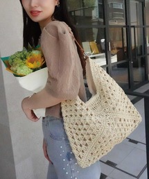 CORNERS（コーナーズ）の「クロシェ配色ペーパーかごバッグ（かごバッグ）」