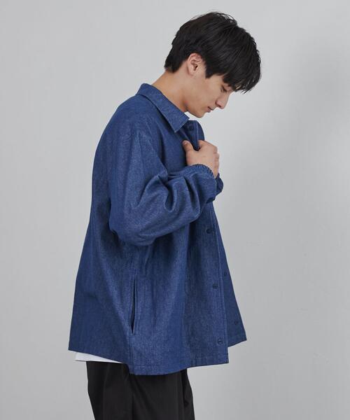 coen（コーエン）の「ビッグシルエットコーチデニムシャツ（シャツ/ブラウス・メンズ・ブラック/ネイビー・S/M/L/XL）」の12枚目の写真