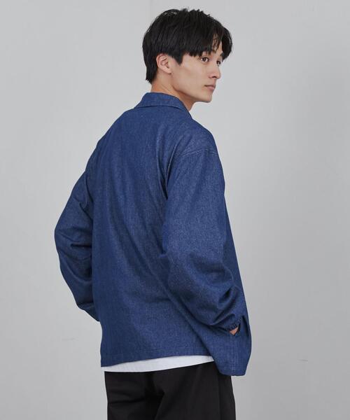 coen（コーエン）の「ビッグシルエットコーチデニムシャツ（シャツ/ブラウス・メンズ・ブラック/ネイビー・S/M/L/XL）」の3枚目の写真