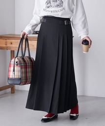 BONLECILL | レザーパイピング ベルトデザイン サイドプリーツチノスカート(スカート)