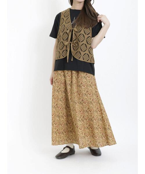 Samansa Mos2（サマンサ モスモス）の「オーバーレースリボン開きベスト（ベスト・レディース・キナリ/オリーブ/ブラック・F）」の11枚目の写真